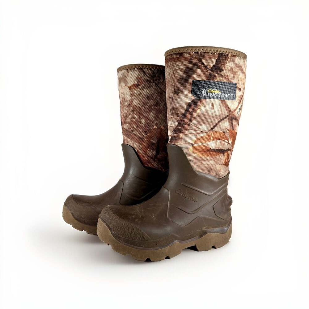 Cabelas Instinct Rubber Boots Waterproof Woodland Camo Hunting Womens 7
